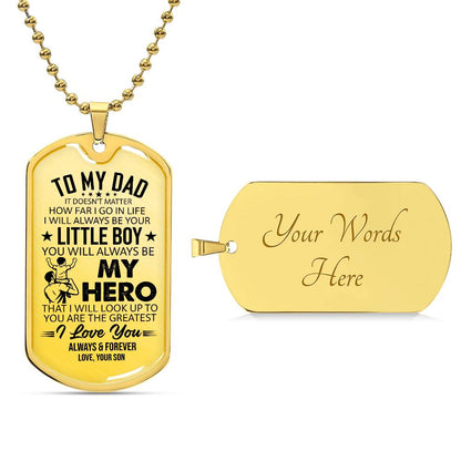 Custom message dog tag necklace for dad
