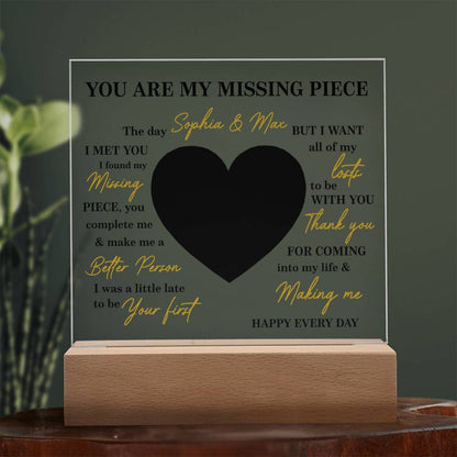 Personalized Valentine Photo LED Acrylic Plaque – Custom Names &amp; Picture Heart Light-Up Gift for Couples