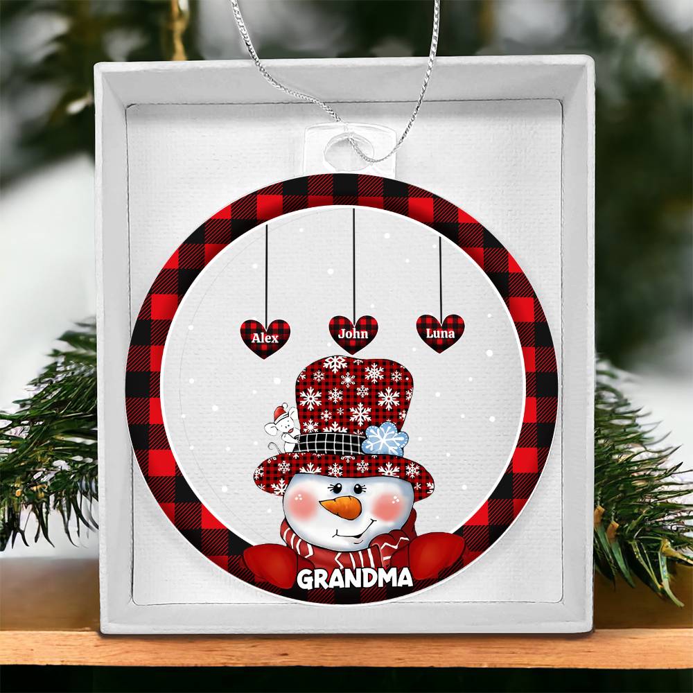 Custom 1–8 Name Christmas Bulb Acrylic Ornament – Personalized Heart Family Names