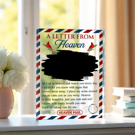 "A Letter From Heaven" Acrylic Memorial Plaque - Custom Photo Gift