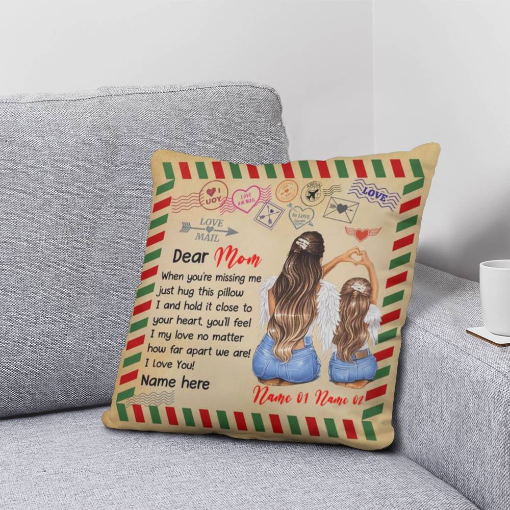 Dear Mom Personalized Pillow – Custom Mom Gift from Daughter, Mother’s Day Gift for Mom, Sentimental Mom Throw Pillow with Names