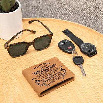 Personalized To My Son Leather Wallet - Emotional Father&