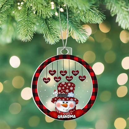 Custom 1–8 Name Christmas Bulb Acrylic Ornament – Personalized Heart Family Names