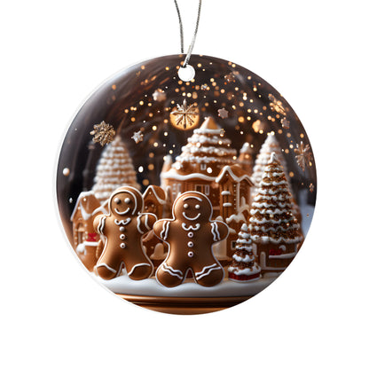 Painterly Christmas Tree Ceramic Ornament - Candy Cane Design