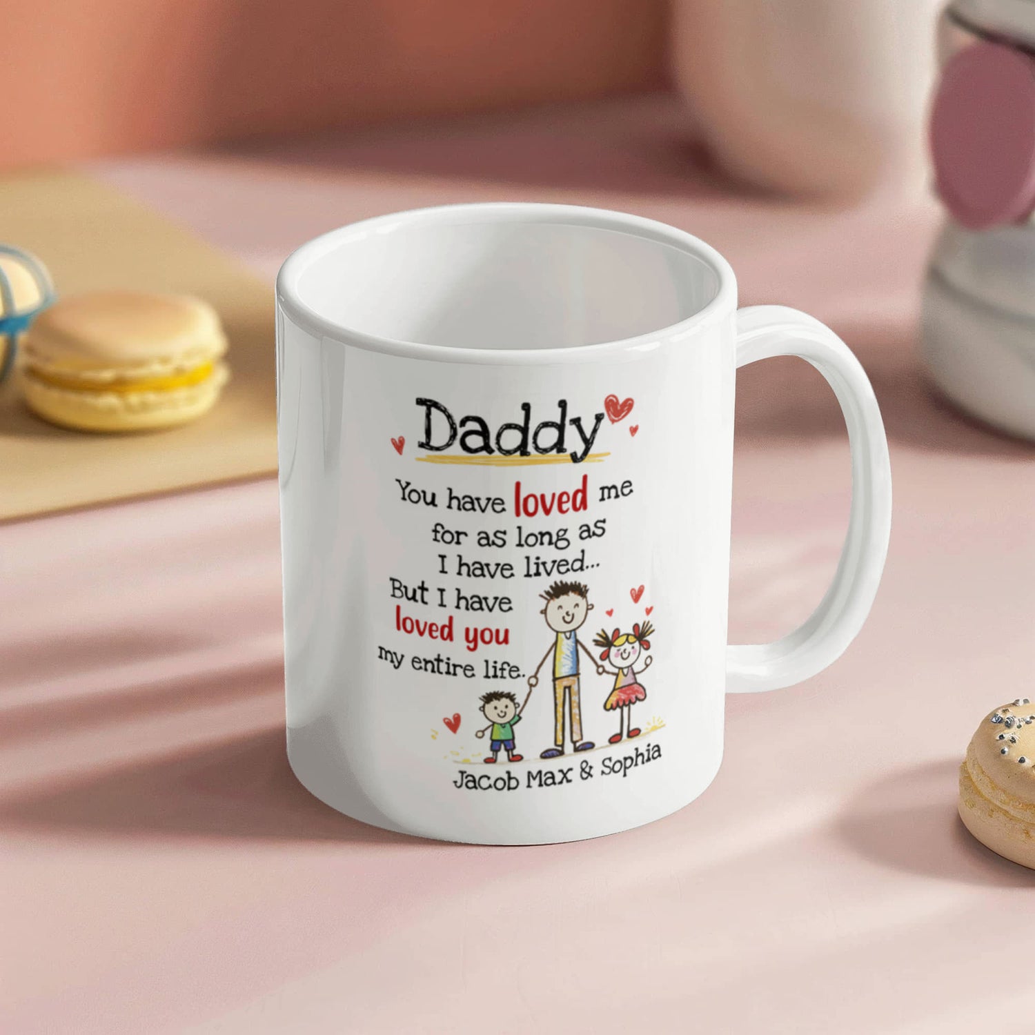 Daddy Personalized Mug from Kids – Custom Dad Coffee Mug with Kids Names, Sentimental Father’s Day Gift for Daddy