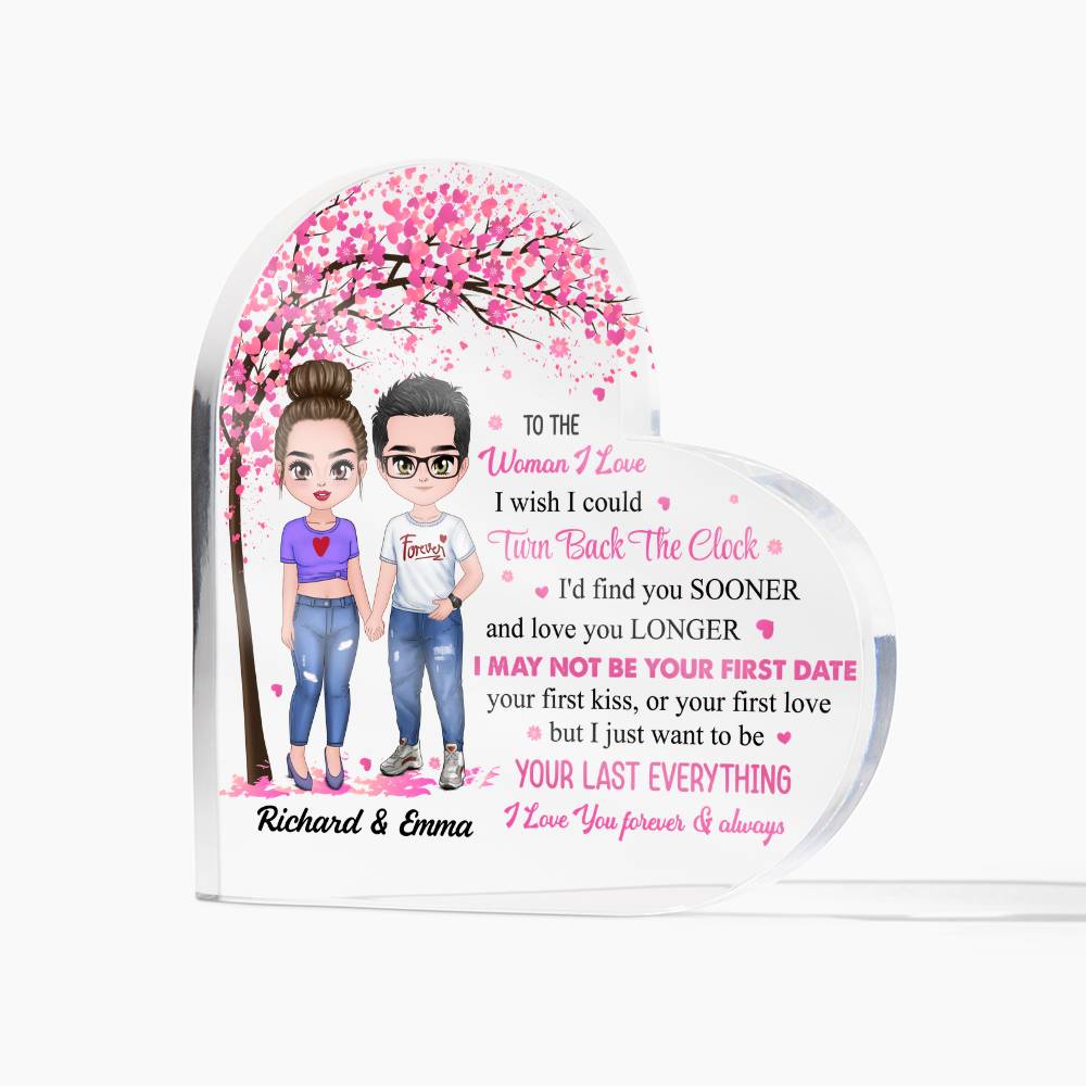 Personalized Valentine Heart Acrylic Plaque – Custom Couple Name &amp; Clipart Romantic Gift for Girlfriend, Wife or Partner