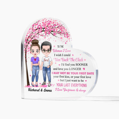 Personalized Valentine Heart Acrylic Plaque – Custom Couple Name &amp; Clipart Romantic Gift for Girlfriend, Wife or Partner