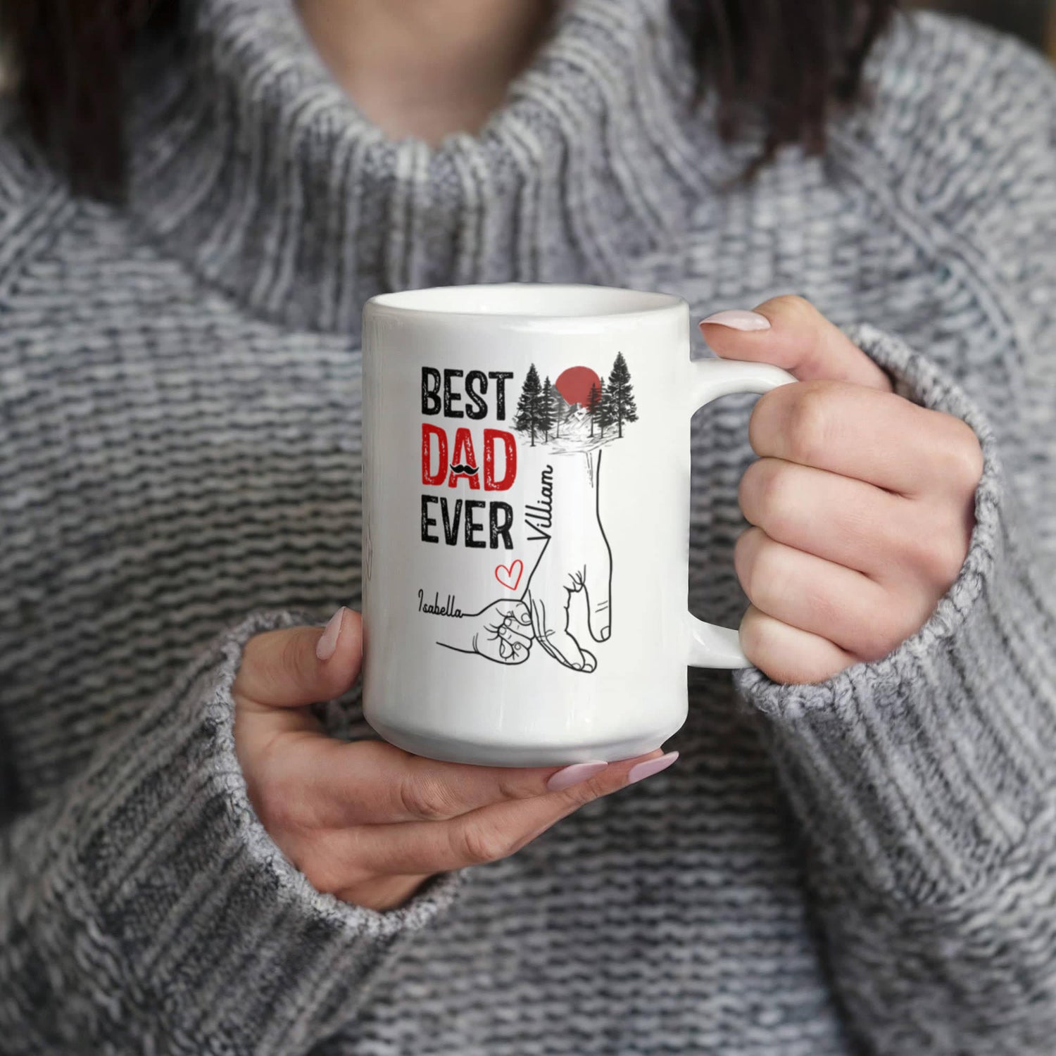 Best Dad Ever Personalized Mug – Custom Dad Coffee Mug with Kids Names, Father’s Day Gift from Kids