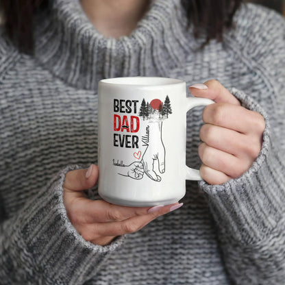 Best Dad Ever Personalized Mug – Custom Dad Coffee Mug with Kids Names, Father’s Day Gift from Kids