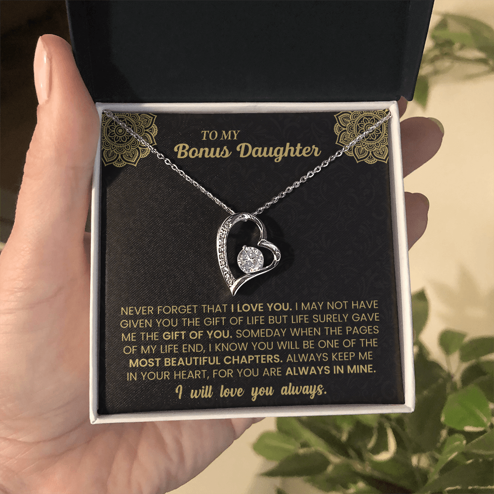 Forever Love Necklace for Bonus Daughter – Meaningful Gift from Stepparent, Symbol of Unconditional Love - Whimsical Shoppe