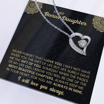Forever Love Necklace for Bonus Daughter – Meaningful Gift from Stepparent, Symbol of Unconditional Love - Whimsical Shoppe