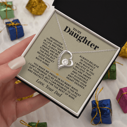 Forever Love Necklace for Daughter – Meaningful Gift from Dad, Symbol of Love, Strength &amp; Protection - Whimsical Shoppe
