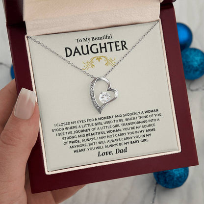Forever Love Necklace for Daughter – Meaningful Gift from Dad, Symbol of Pride, Love &amp; Growing Up - Whimsical Shoppe