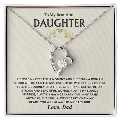 Forever Love Necklace for Daughter – Meaningful Gift from Dad, Symbol of Pride, Love &amp; Growing Up - Whimsical Shoppe