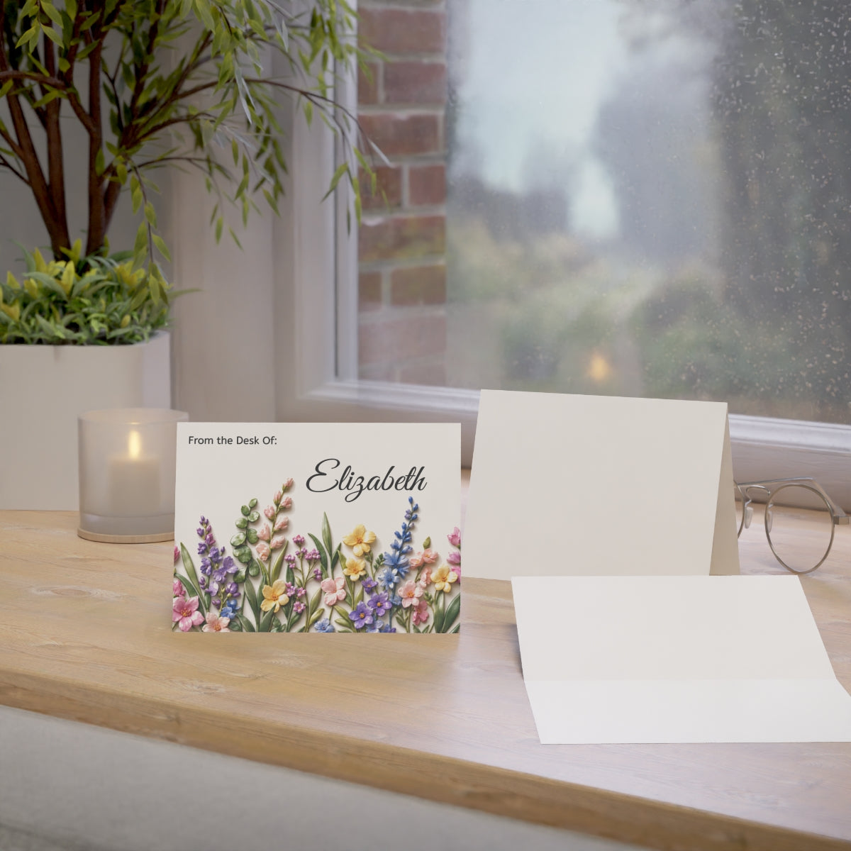 Personalized Greeting Card Custom Note Stationery Set Blank Notecard Professional Business Correspondence Monogram Thank You Message