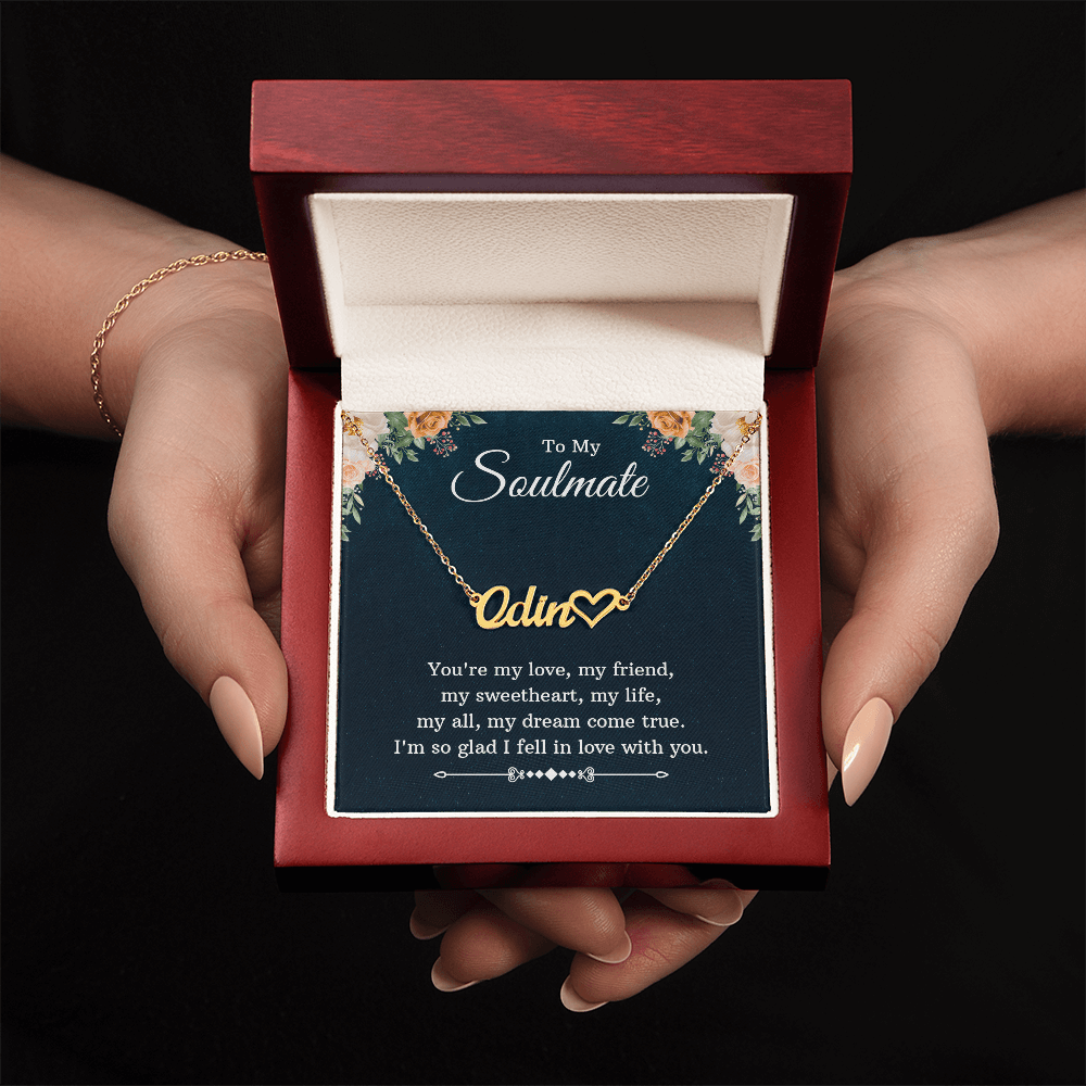 Heart Name Necklace – For Soulmate | Personalized Script Pendant, Custom Romantic Gift - Whimsical Shoppe