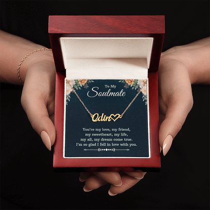 Heart Name Necklace – For Soulmate | Personalized Script Pendant, Custom Romantic Gift - Whimsical Shoppe