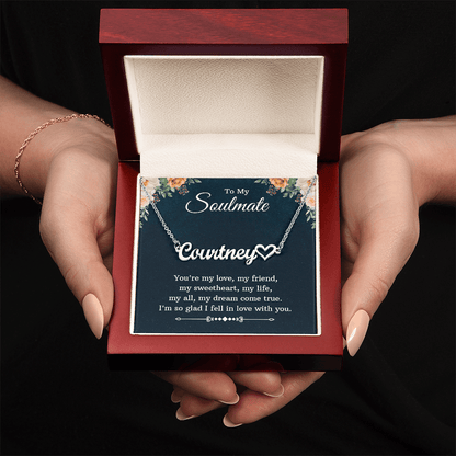 Heart Name Necklace – For Soulmate | Personalized Script Pendant, Custom Romantic Gift - Whimsical Shoppe