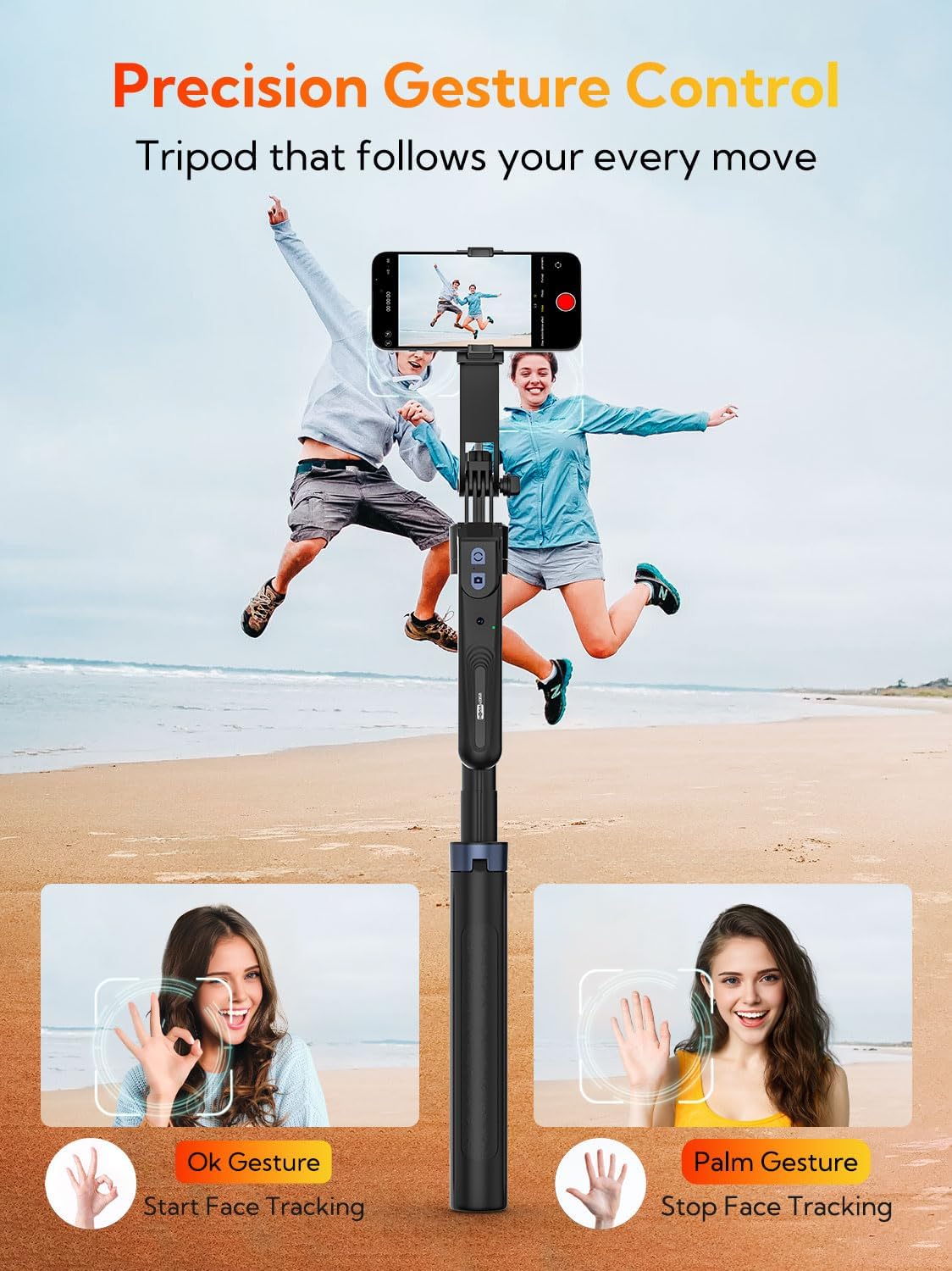 C17 Tripod 360°Auto-Rotation AI Tracking Remote Control Bluetooth Shooting Quadrapod Selfie Stick Stabilizer