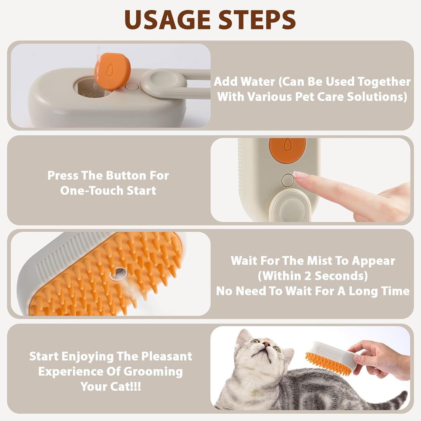 Gentle Pet Grooming Steam Brush
