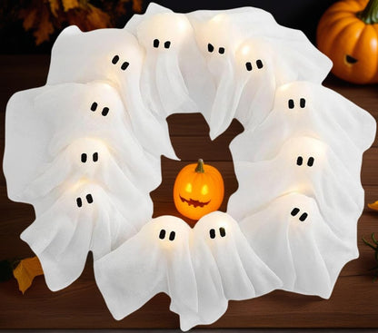 Glowing Ghost Door Wreath