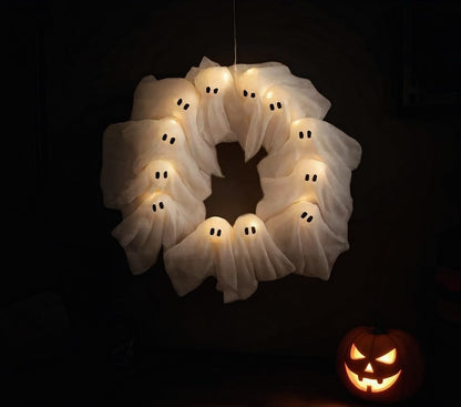 Glowing Ghost Door Wreath