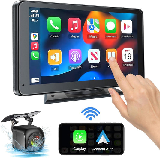 Portable Wireless APPLE Carplay and Android Auto Screen 7" HD Touch Screen