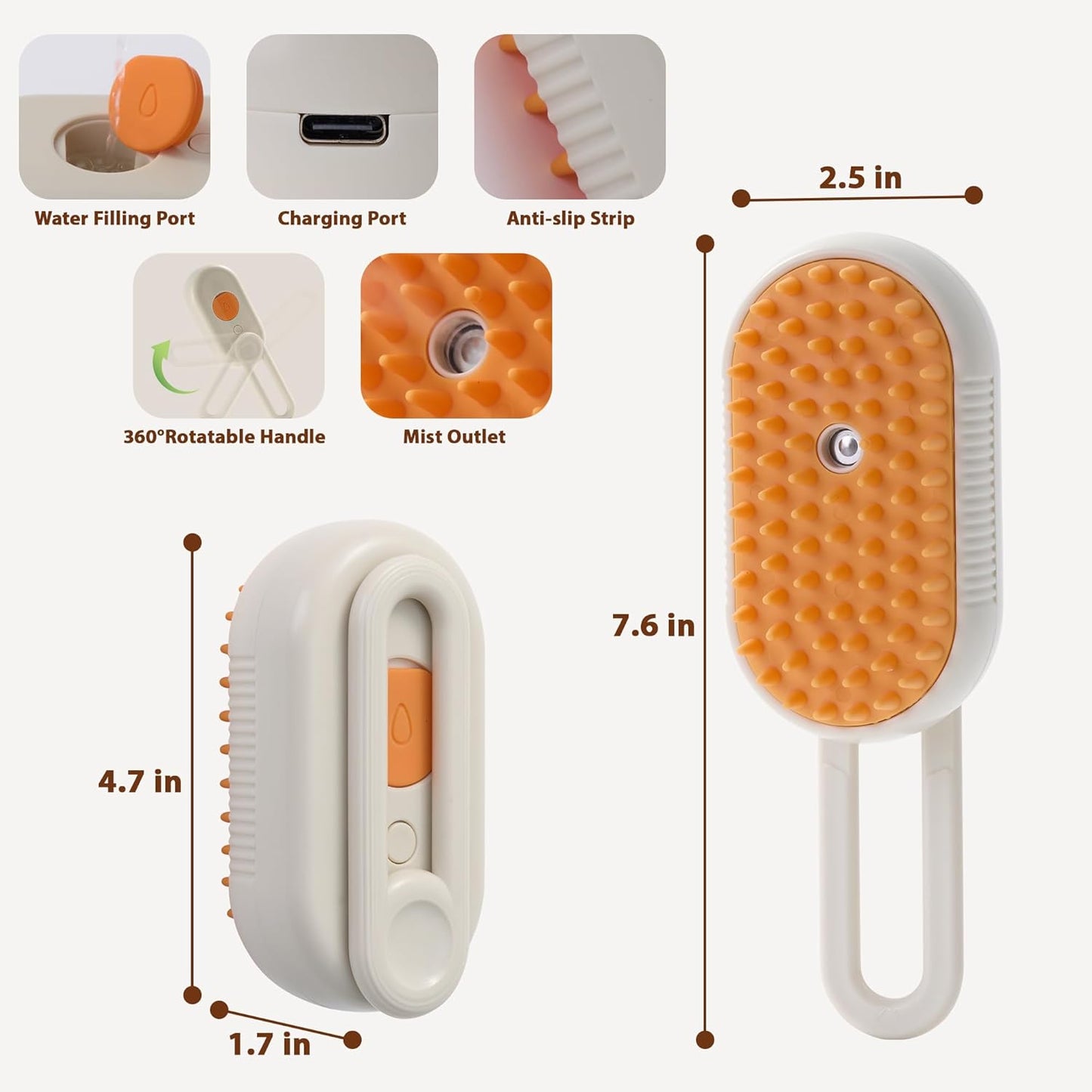 Gentle Pet Grooming Steam Brush