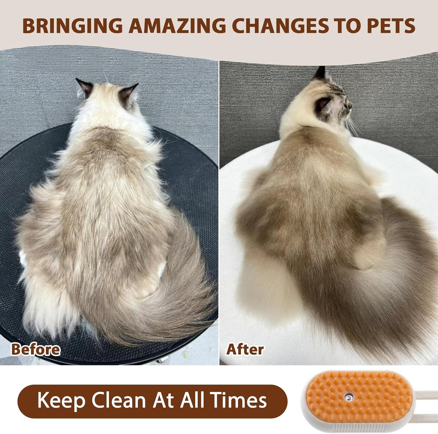 Gentle Pet Grooming Steam Brush