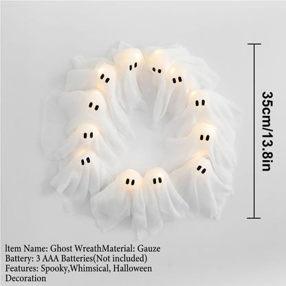 Glowing Ghost Door Wreath