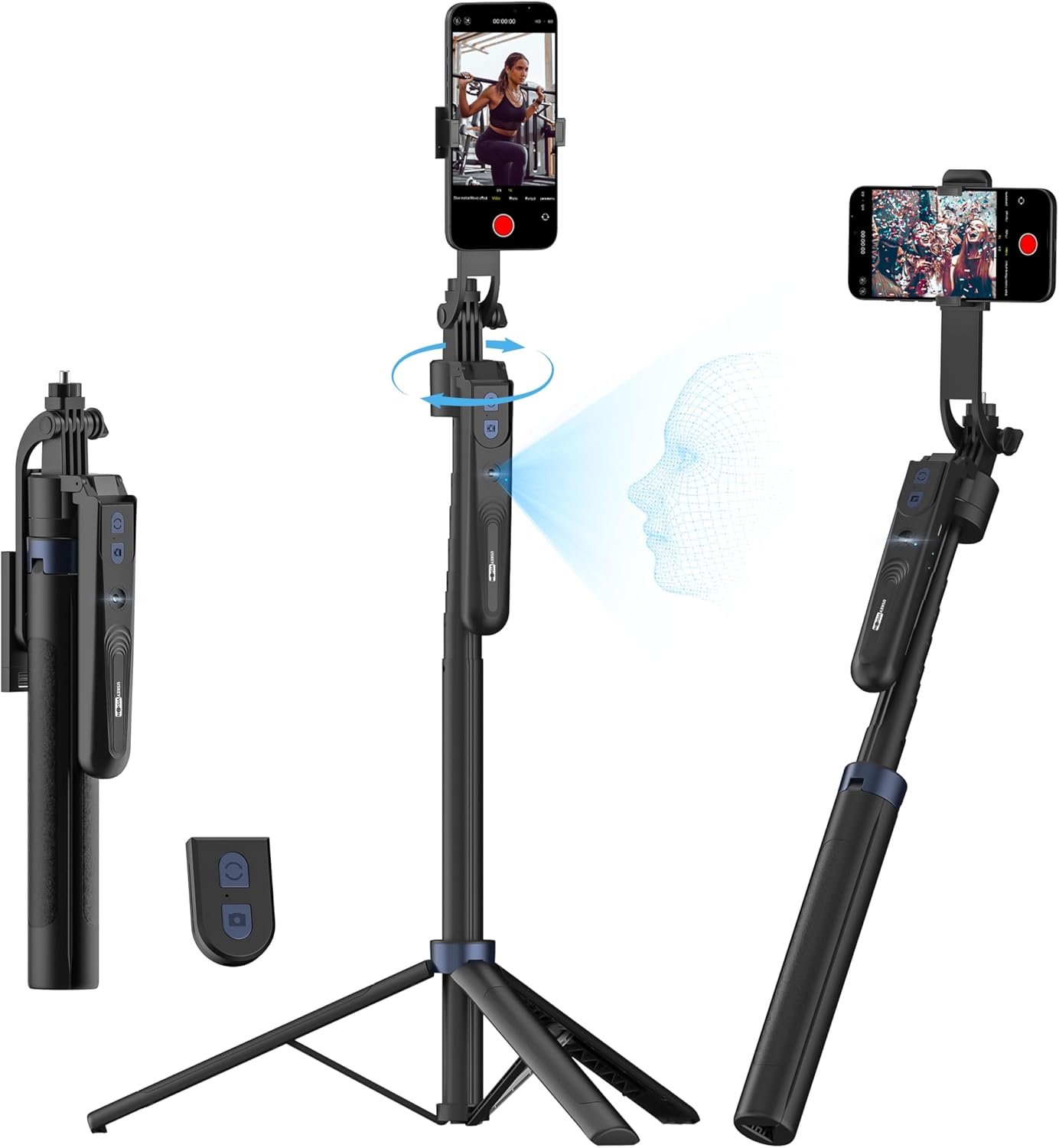 C17 Tripod 360°Auto-Rotation AI Tracking Remote Control Bluetooth Shooting Quadrapod Selfie Stick Stabilizer