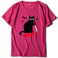 Cat T-Shirt with Blood Dagger Design