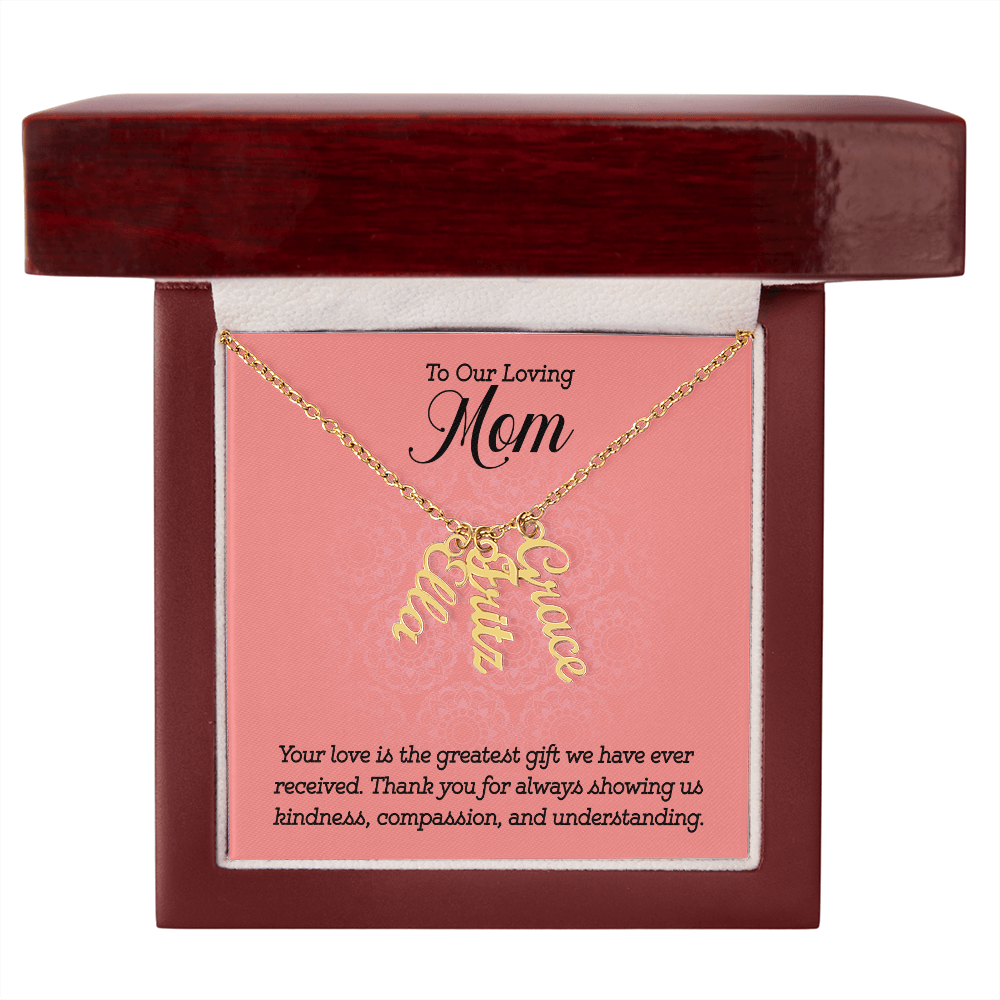 Multi Name Necklace – For Our Mom | Personalized Family Name Pendant, Custom 18K Gold or Stainless Steel Chain - Whimsical Shoppe