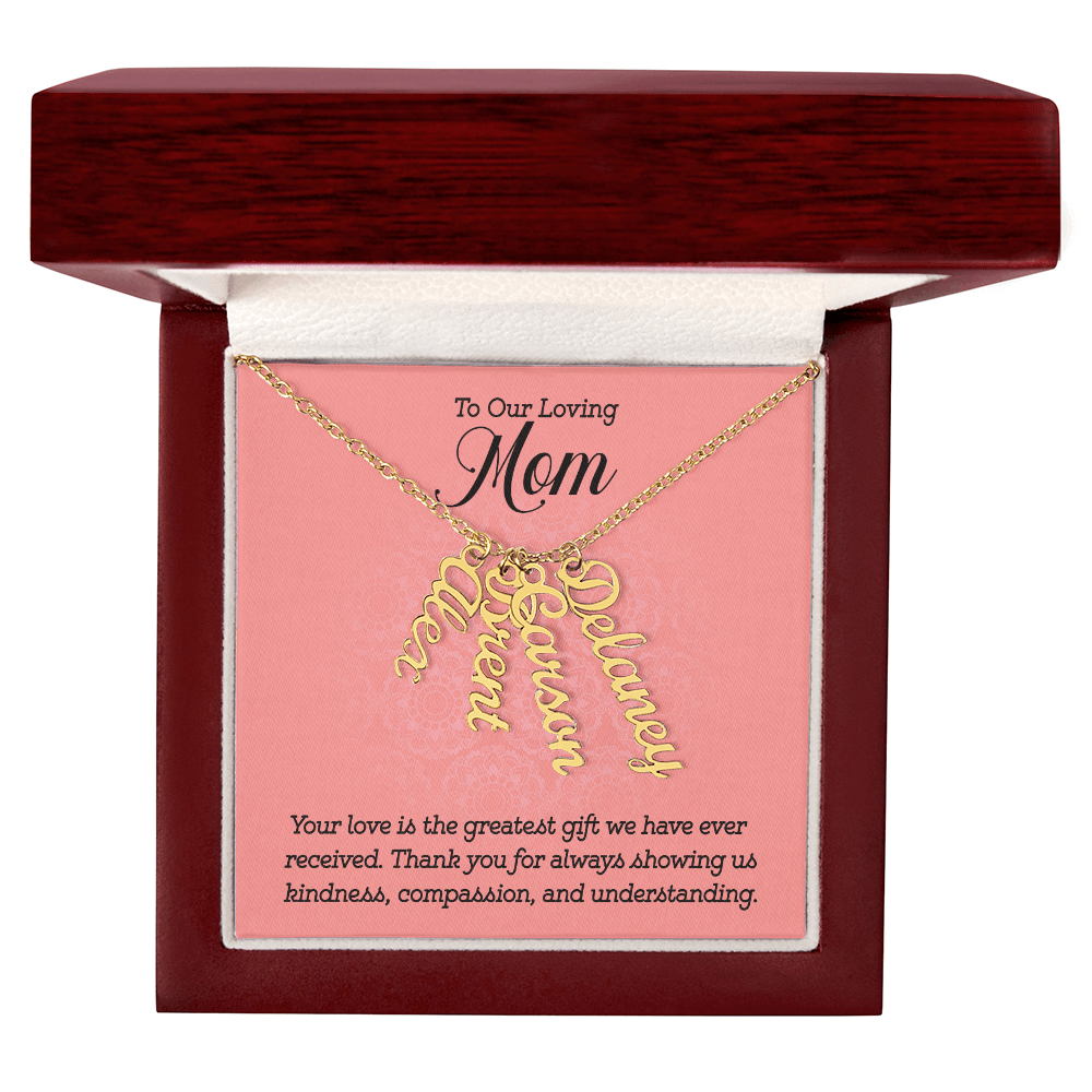 Multi Name Necklace – For Our Mom | Personalized Family Name Pendant, Custom 18K Gold or Stainless Steel Chain - Whimsical Shoppe