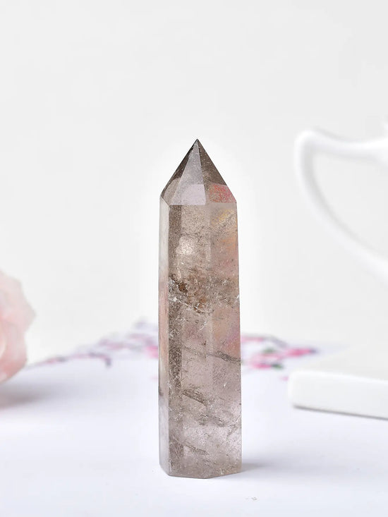 Natural Tea Quartz Crystal Point - Smokey Raw Stone Decor