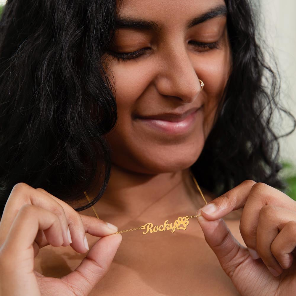 Personalized Paw Print Name Necklace - Whimsical Shoppe