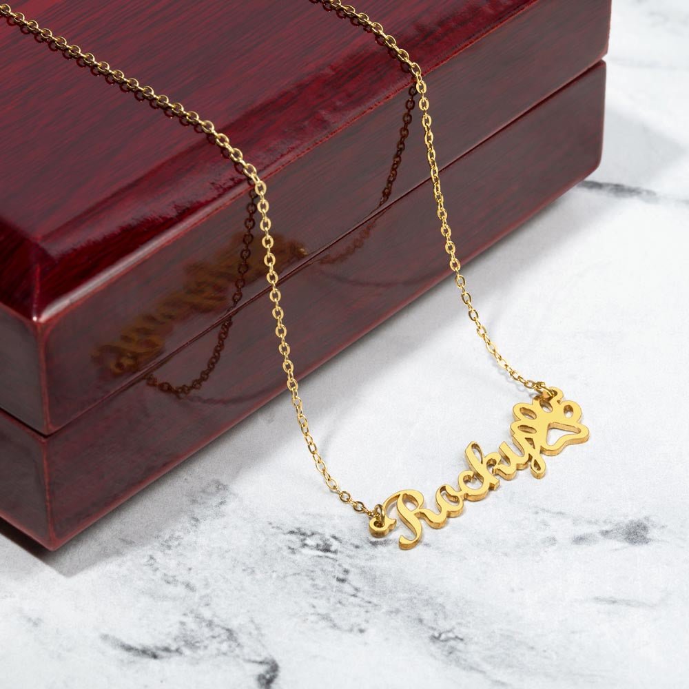 Personalized Paw Print Name Necklace - Whimsical Shoppe