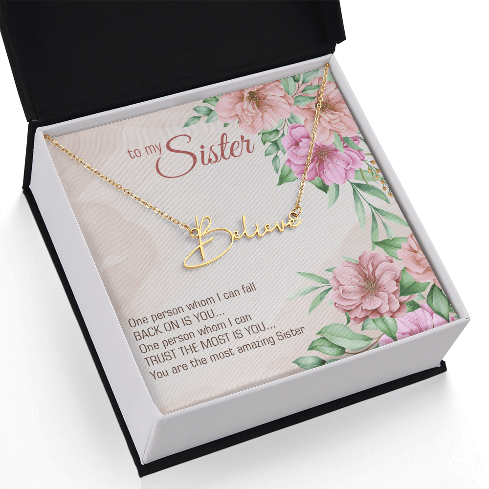 Personalized Signature Name Necklace – For My Sister | Custom Handwritten Script Pendant (Adjustable Chain) - Whimsical Shoppe