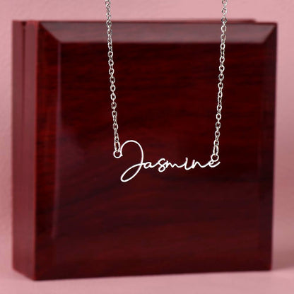 Personalized Signature Name Necklace – For My Sister | Custom Handwritten Script Pendant (Adjustable Chain) - Whimsical Shoppe