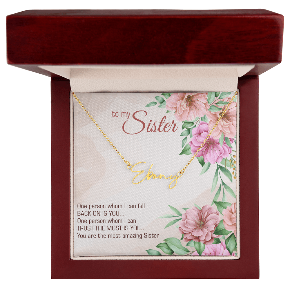 Personalized Signature Name Necklace – For My Sister | Custom Handwritten Script Pendant (Adjustable Chain) - Whimsical Shoppe