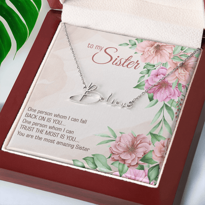 Personalized Signature Name Necklace – For My Sister | Custom Handwritten Script Pendant (Adjustable Chain) - Whimsical Shoppe
