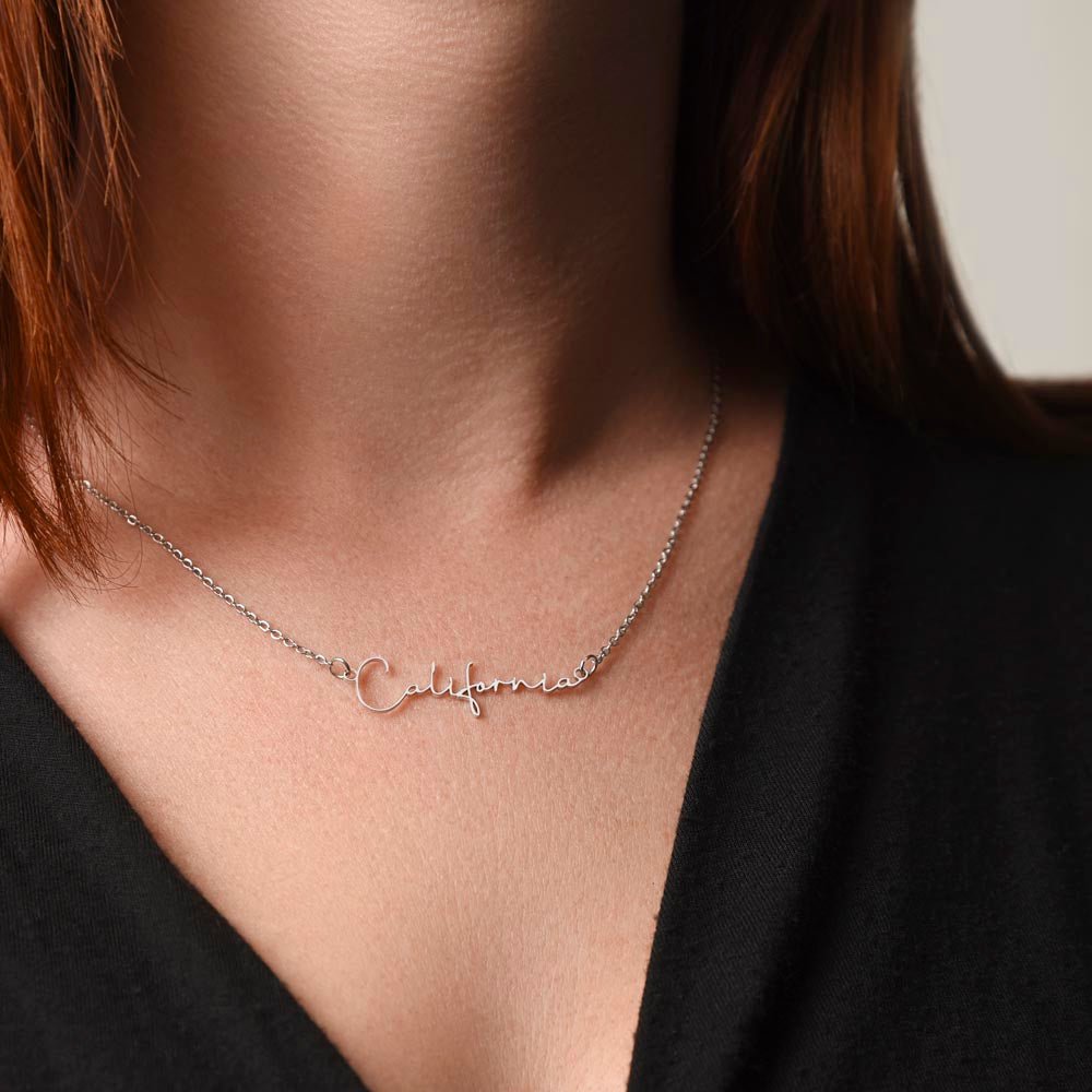 Personalized Signature Name Necklace – For My Sister | Custom Handwritten Script Pendant (Adjustable Chain) - Whimsical Shoppe