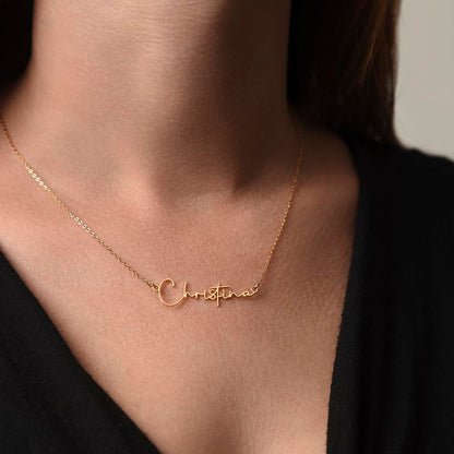 Personalized Signature Name Necklace – For My Sister | Custom Handwritten Script Pendant (Adjustable Chain) - Whimsical Shoppe