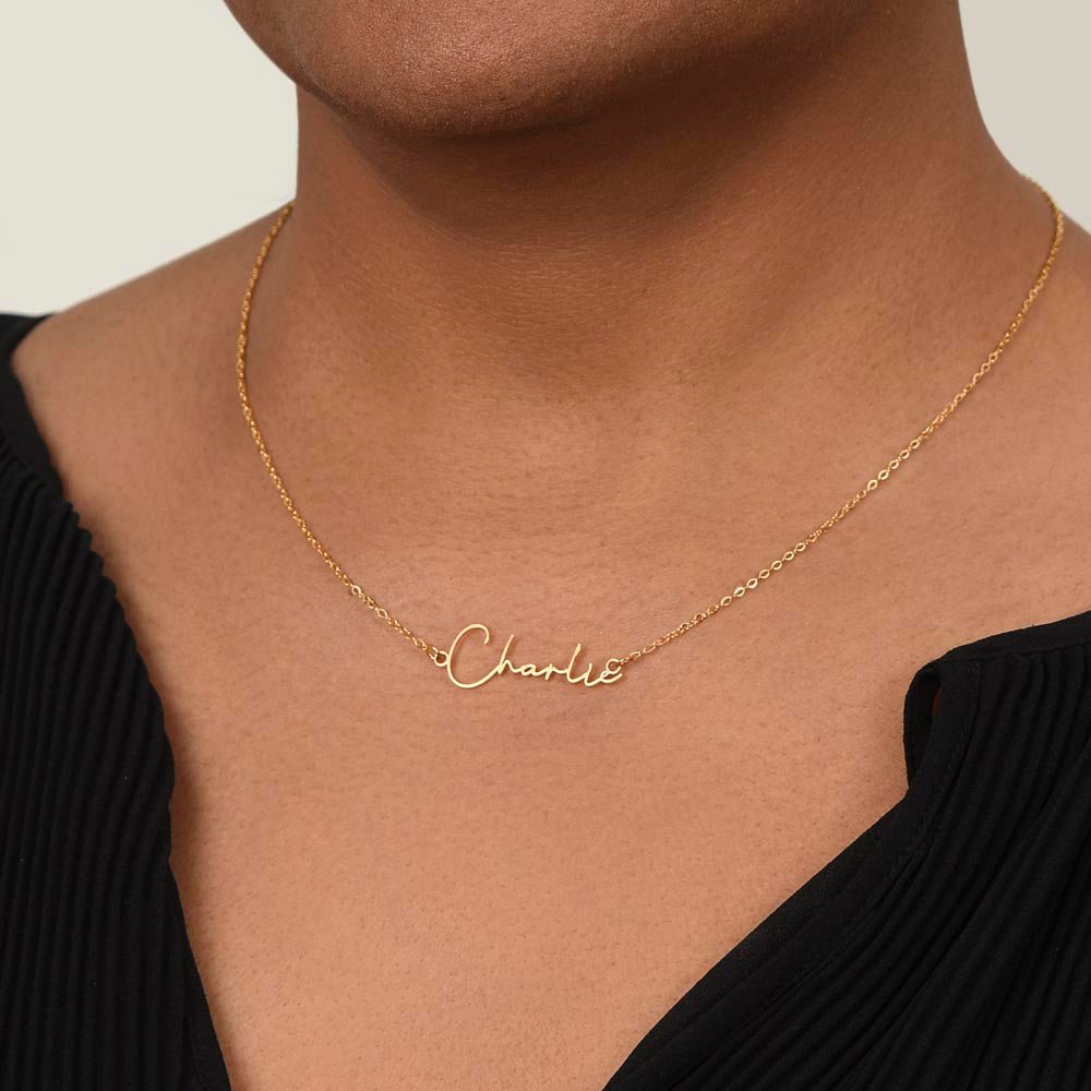 Personalized Signature Name Necklace – For My Sister | Custom Handwritten Script Pendant (Adjustable Chain) - Whimsical Shoppe