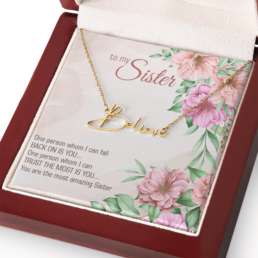 Personalized Signature Name Necklace – For My Sister | Custom Handwritten Script Pendant (Adjustable Chain) - Whimsical Shoppe