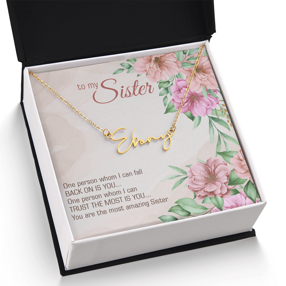 Personalized Signature Name Necklace – For My Sister | Custom Handwritten Script Pendant (Adjustable Chain) - Whimsical Shoppe