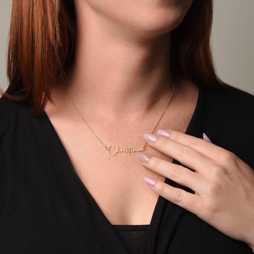 Personalized Signature Name Necklace – For My Sister | Custom Handwritten Script Pendant (Adjustable Chain) - Whimsical Shoppe
