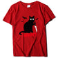 Cat T-Shirt with Blood Dagger Design