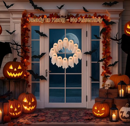 Glowing Ghost Door Wreath