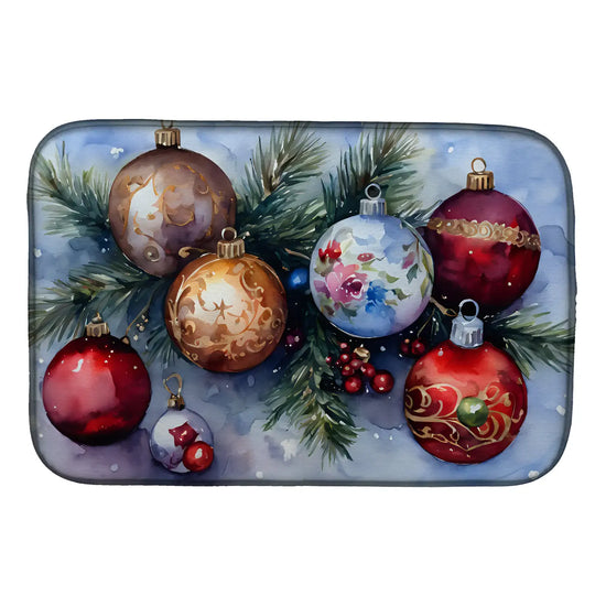 Christmas Ornaments Dish Drying Mat